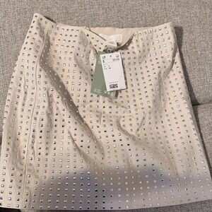 H&M Cream Mini Skirt with Silver Details